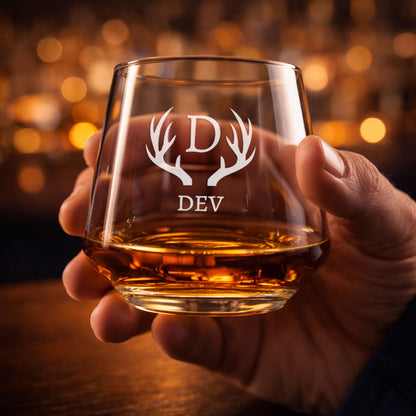 Personalized Whiskey Glass with Name Engraved Modern Scotch Glass & Luxury Gift for Men
