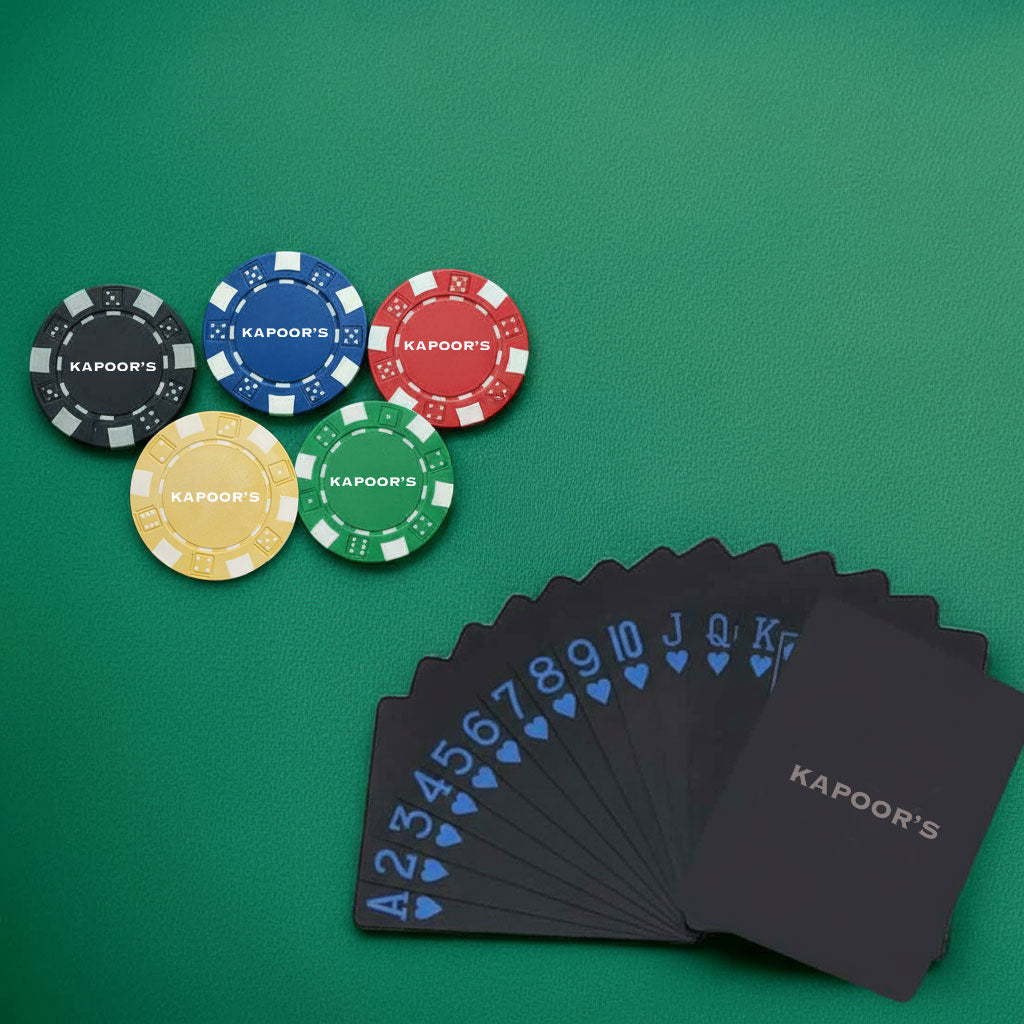 Ceramic Personalized Poker Chips - Premium Poker Coin with Playing Cards Non-Tearable & Waterproof (100/200/300 in 5 Colors-Colors as per availability)