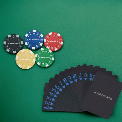 Ceramic Personalized Poker Chips - Premium Poker Coin with Playing Cards Non-Tearable & Waterproof (100/200/300 in 5 Colors-Colors as per availability)