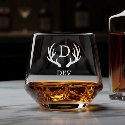 Personalized Whiskey Glass with Name Engraved Modern Scotch Glass & Luxury Gift for Men