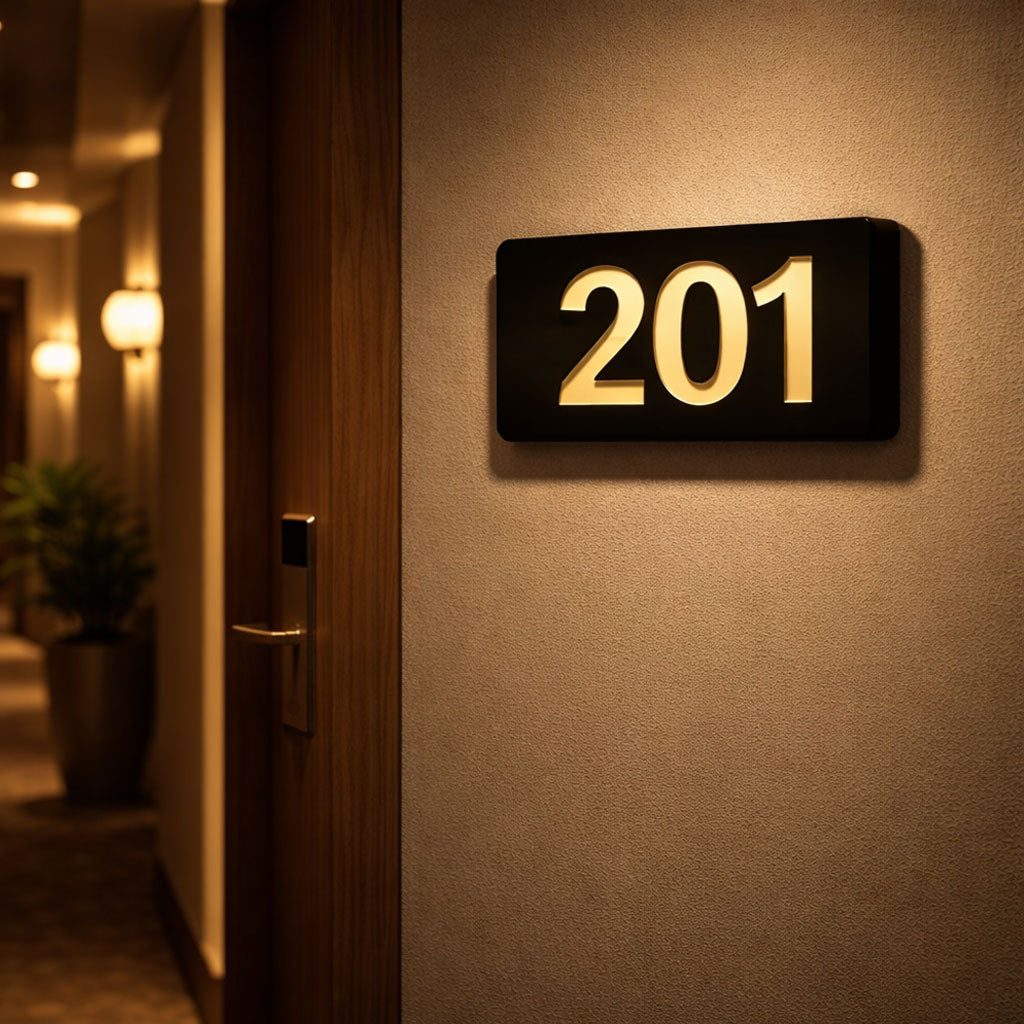 Professional Hotel & Villa Room Number Signs | Durable 3D Acrylic Room Number Board