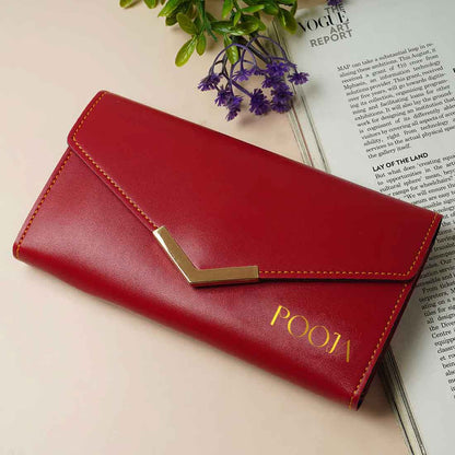 Personalized Women's Clutch Purse - Faux Leather Wallet for Women