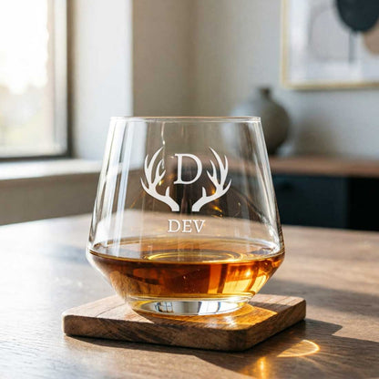 Personalized Whiskey Glass with Name Engraved Modern Scotch Glass & Luxury Gift for Men