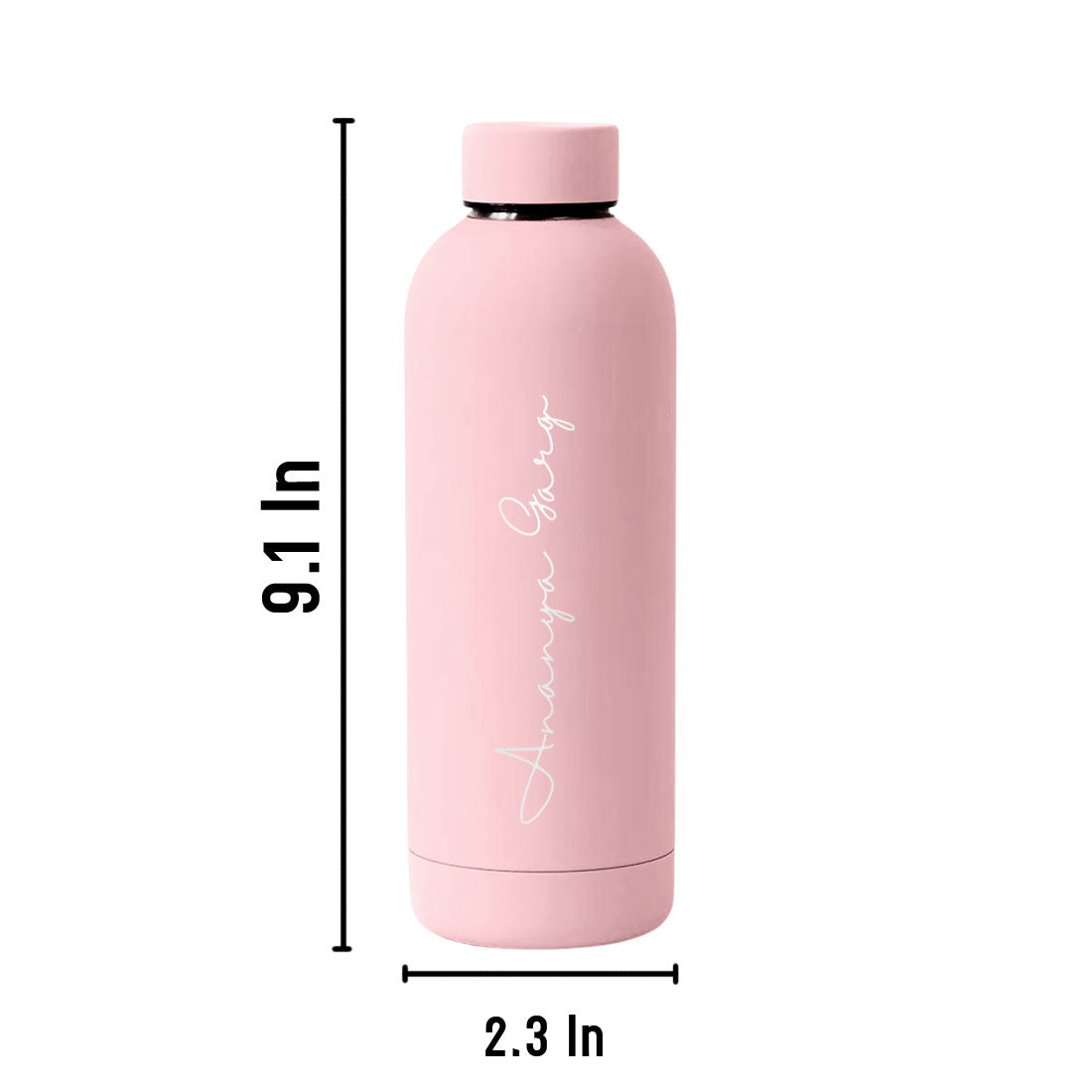 Double Insulated Water Bottle with Name 500ml Stainless Steel Bottles for Office Home Travel- BPA Free, Leakproof