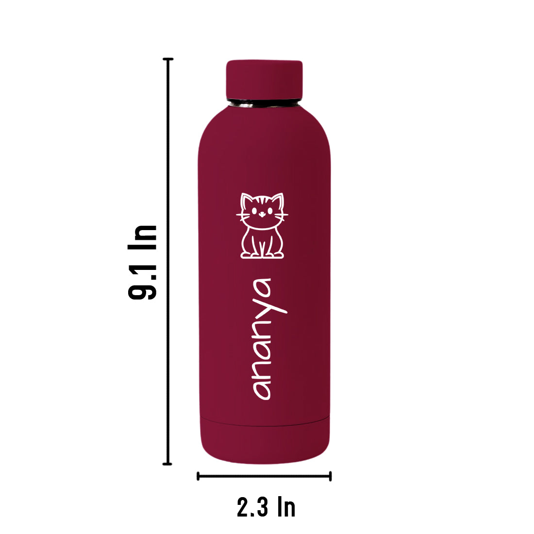 Nutcase Custom Children's Water Bottle with Cat Design – 500ml Stainless Steel, Double Insulated, BPA-Free, Leakproof, Keeps Drinks Hot & Cold for Hours
