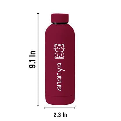 Nutcase Custom Children's Water Bottle with Cat Design – 500ml Stainless Steel, Double Insulated, BPA-Free, Leakproof, Keeps Drinks Hot & Cold for Hours