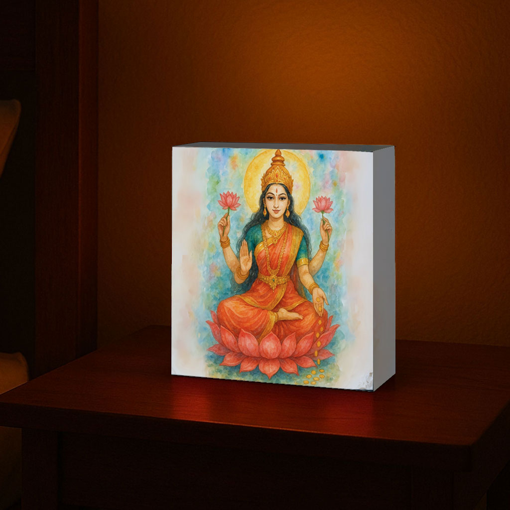 Laxmi Light Lamp for Home Temple – Divine Table Lamp & Wall Décor Lighting
