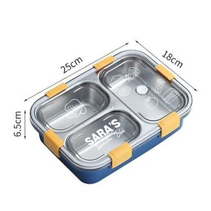 Custom Lunch Box with Name Stainless Steel Leak Proof Tiffin