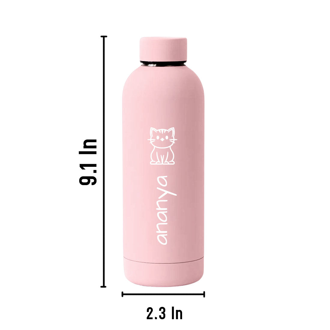 Nutcase Custom Children's Water Bottle with Cat Design – 500ml Stainless Steel, Double Insulated, BPA-Free, Leakproof, Keeps Drinks Hot & Cold for Hours