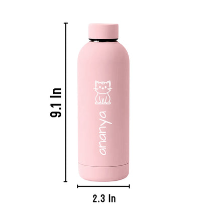 Nutcase Custom Children's Water Bottle with Cat Design – 500ml Stainless Steel, Double Insulated, BPA-Free, Leakproof, Keeps Drinks Hot & Cold for Hours