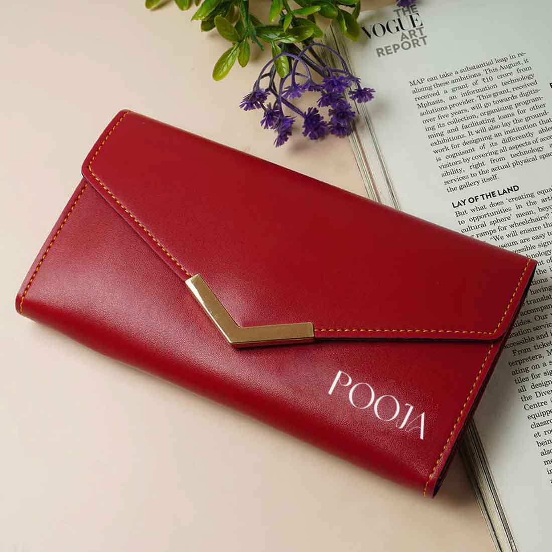 Personalized Women's Clutch Purse - Faux Leather Wallet for Women