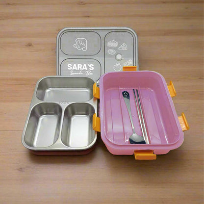 Custom Lunch Box with Name Stainless Steel Leak Proof Tiffin