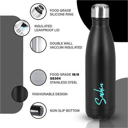 Customized Bottle with Name - Stainless Steel Insulated Cola Shape Water Bottle