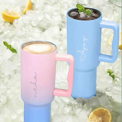 Nutcase Personalized Travel Mug with Lid and Straw for Water, Drinks Large Travel Cups 1200ml