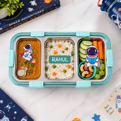 Personalized Insulated Tiffin Box Stainless Steel 3 Compartment Leak-Proof Lunch Box