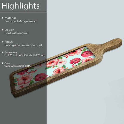 Stylish Serving Platter Tray For Dry Snacks Wooden Tray - Hibiscus Flower