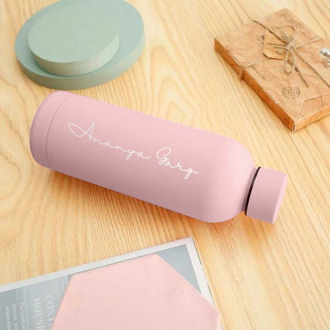 Double Insulated Water Bottle with Name 500ml Stainless Steel Bottles for Office Home Travel- BPA Free, Leakproof