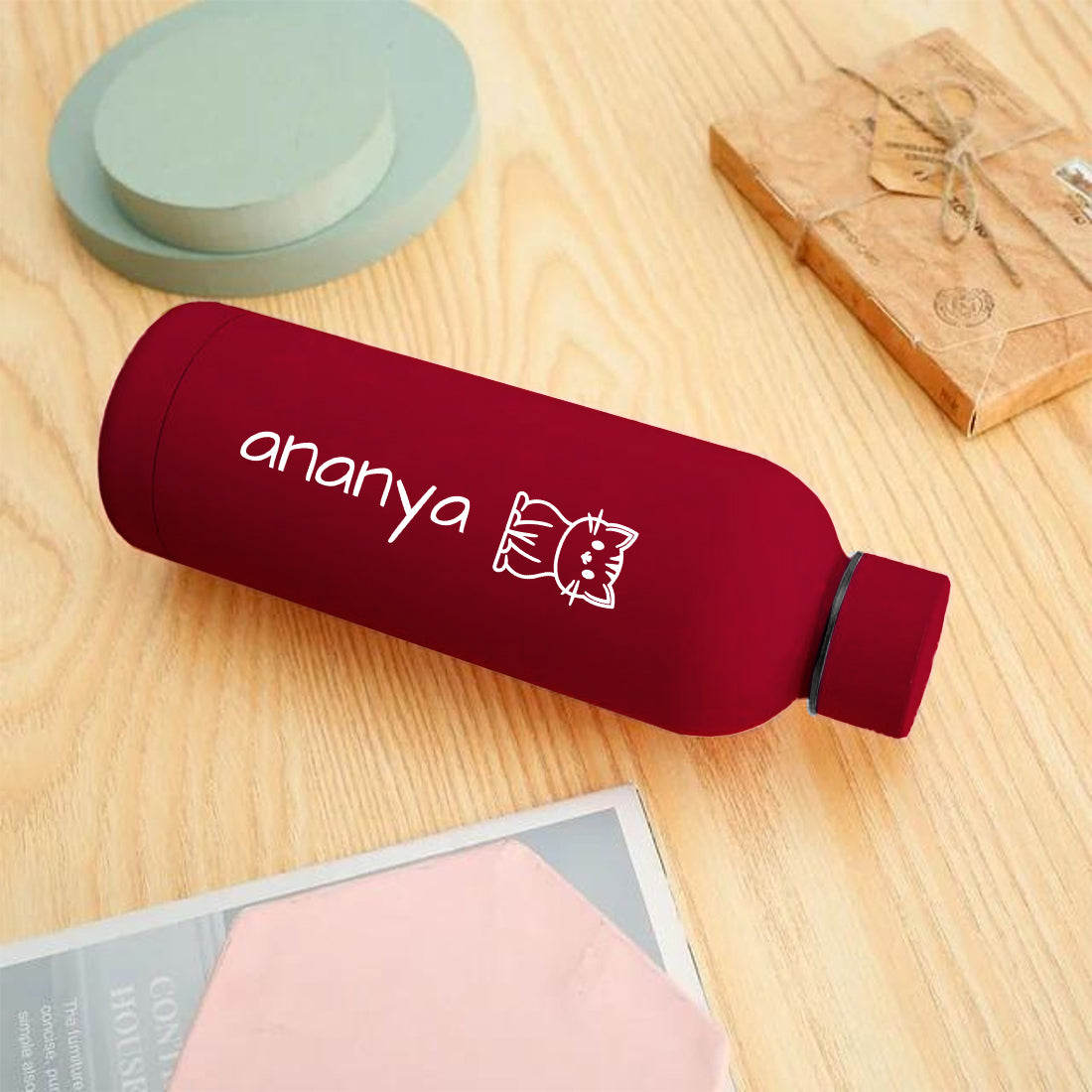 Nutcase Custom Children's Water Bottle with Cat Design – 500ml Stainless Steel, Double Insulated, BPA-Free, Leakproof, Keeps Drinks Hot & Cold for Hours