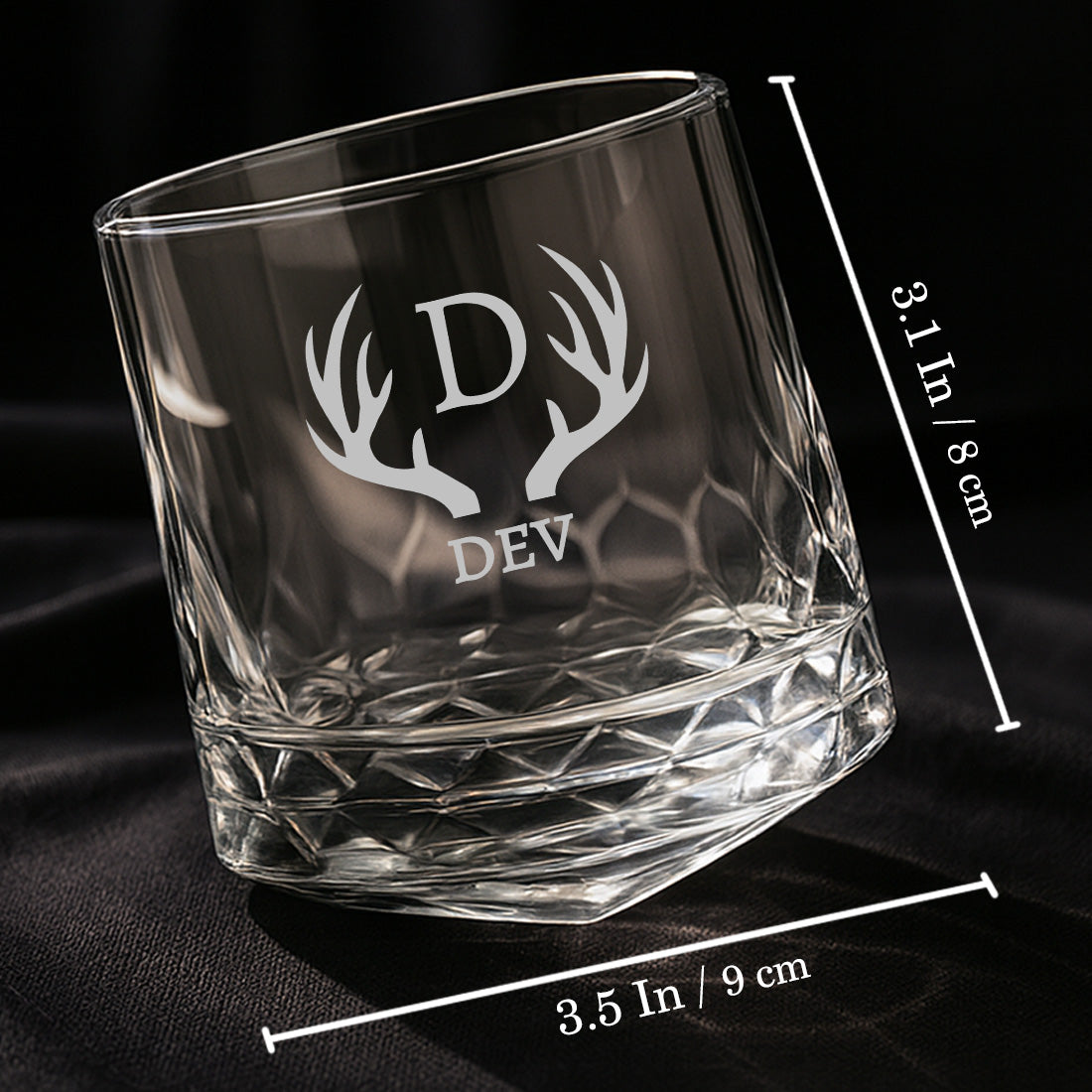 Engraved Whiskey Glass with Name – Set of 2 Rotating Diamond Whisky Glasses for Gifting