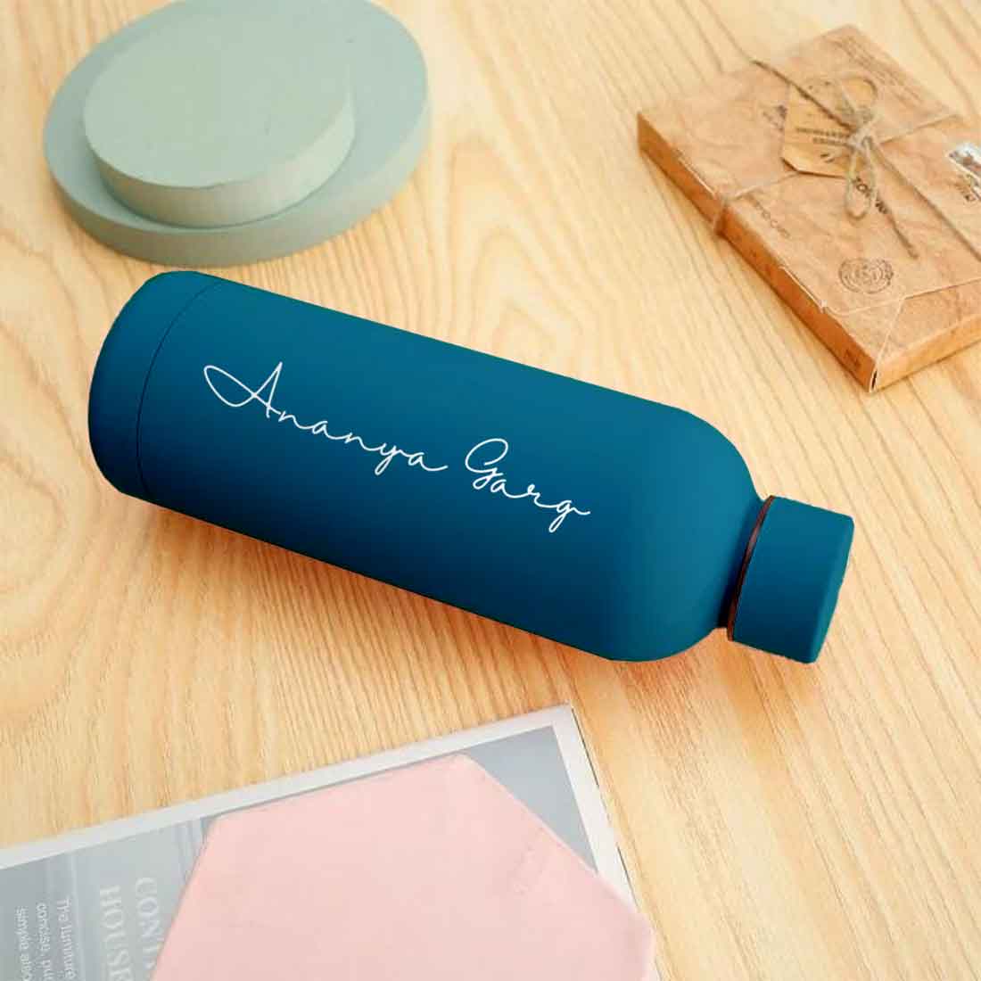 Double Insulated Water Bottle with Name 500ml Stainless Steel Bottles for Office Home Travel- BPA Free, Leakproof