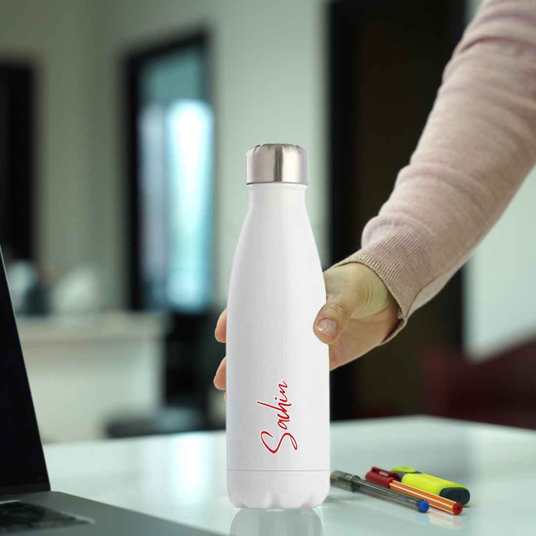 Customized Bottle with Name - Stainless Steel Insulated Cola Shape Water Bottle