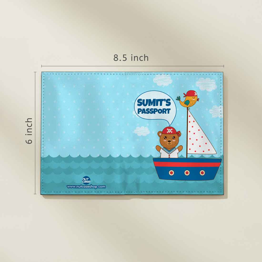 Customized Travel Document Holder  -Ship & Bear Blue