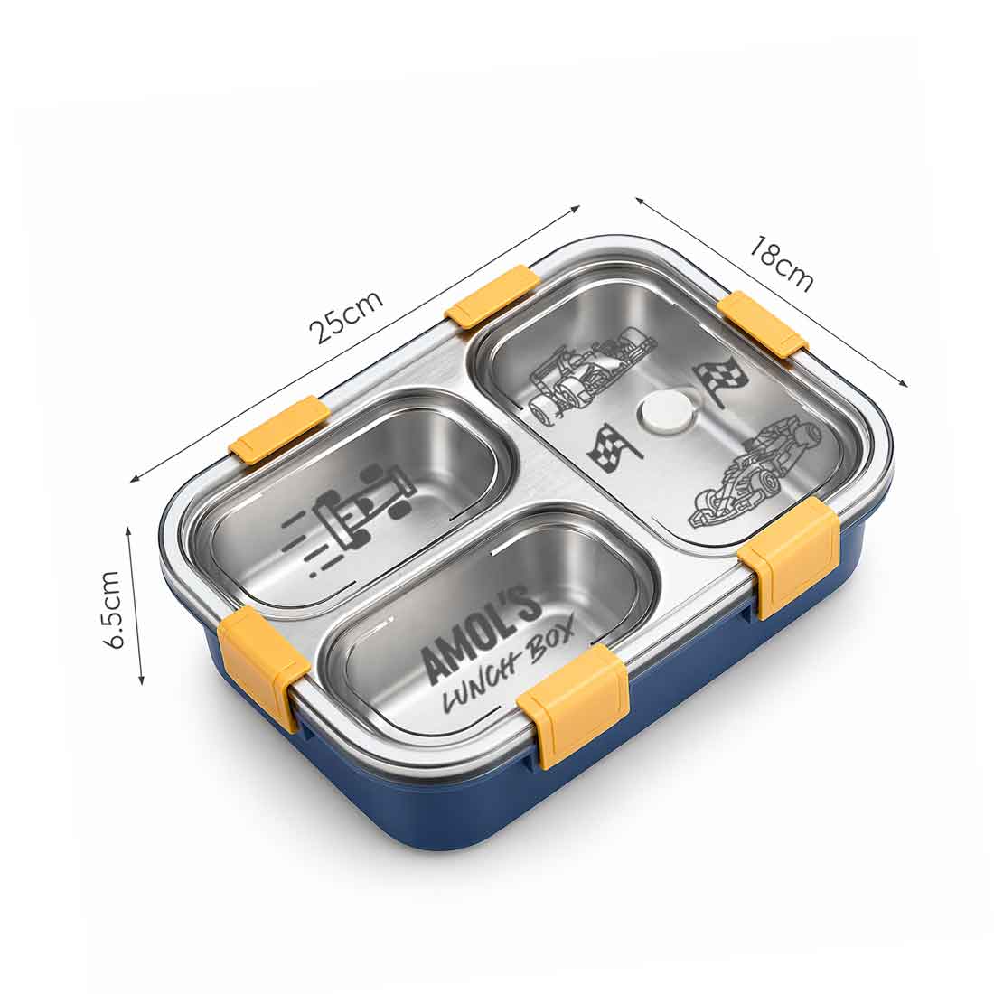 Custom Insulated Childrens Lunch Box -  Stainless Steel Tiffin Box with Name
