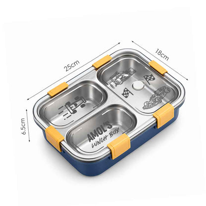 Custom Insulated Childrens Lunch Box -  Stainless Steel Tiffin Box with Name