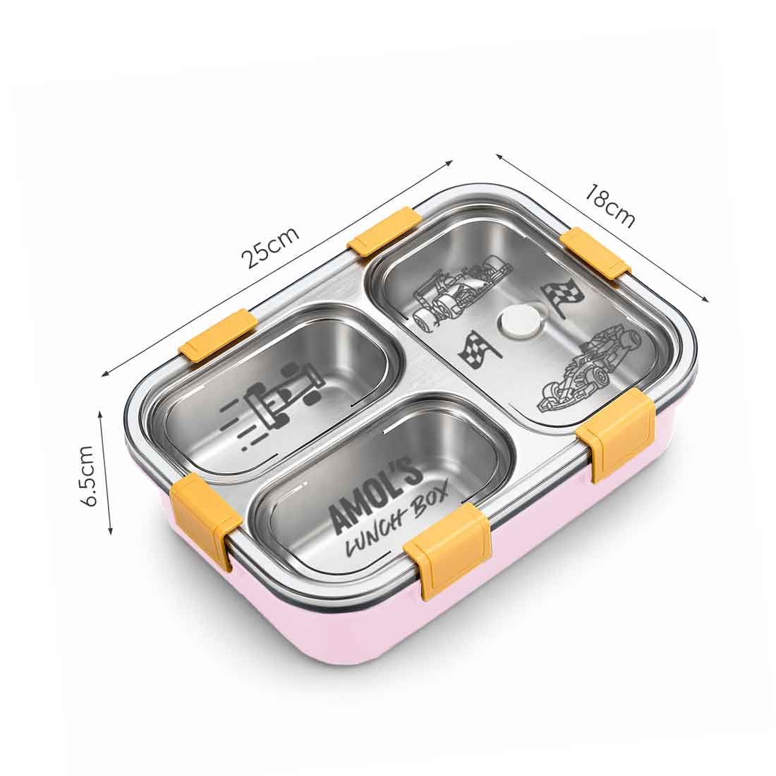 Custom Insulated Childrens Lunch Box -  Stainless Steel Tiffin Box with Name