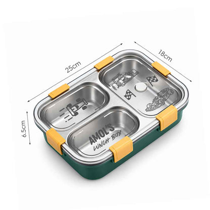 Custom Insulated Childrens Lunch Box -  Stainless Steel Tiffin Box with Name