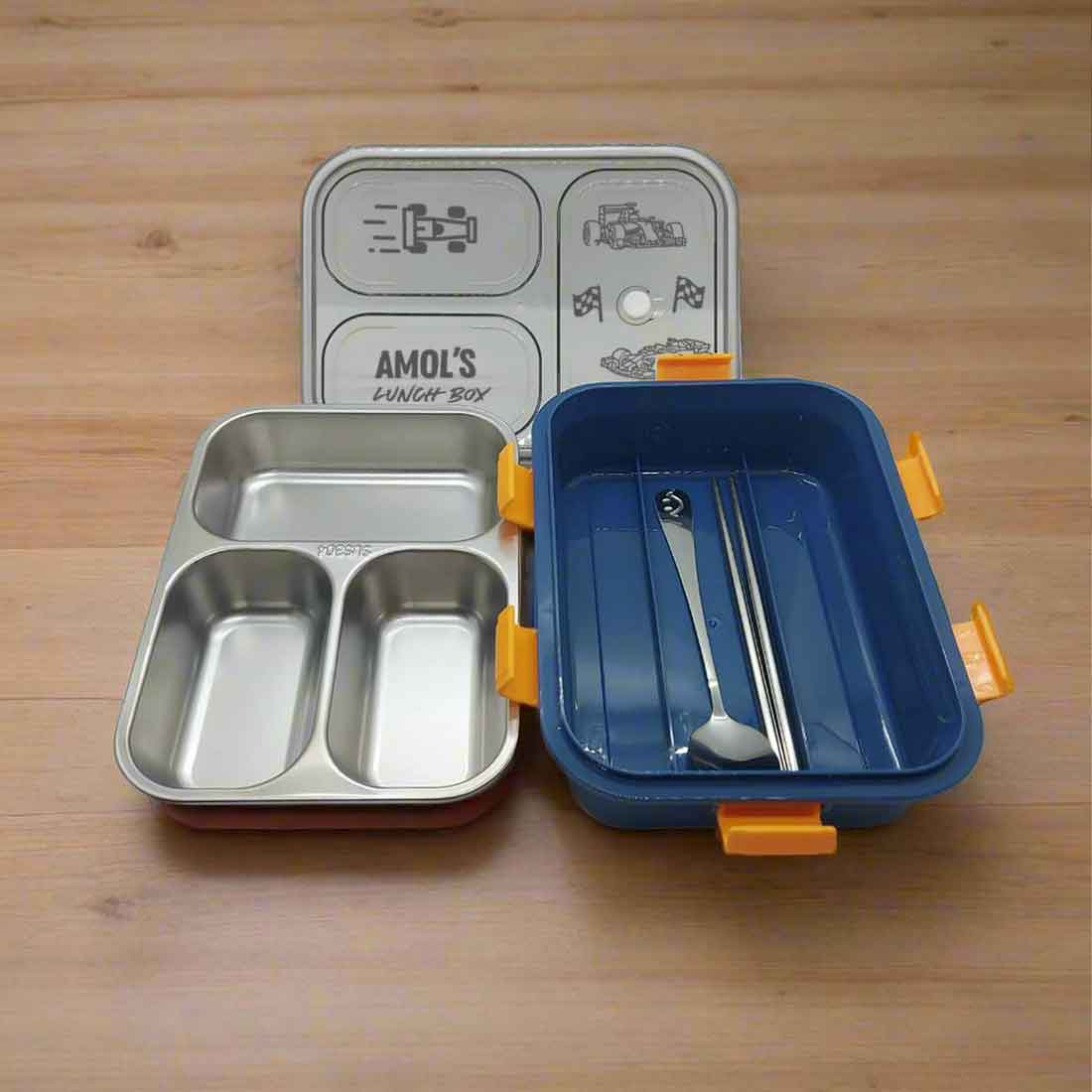 Custom Insulated Childrens Lunch Box -  Stainless Steel Tiffin Box with Name