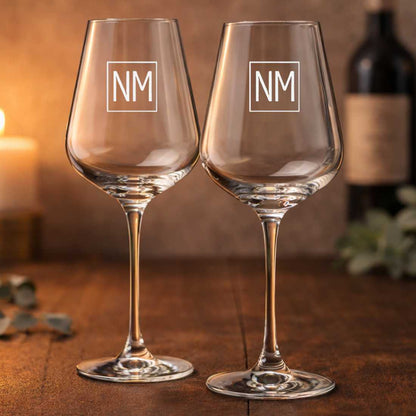 Personalised Wine Goblet Engraved with Initial - Premium Wine Glasses