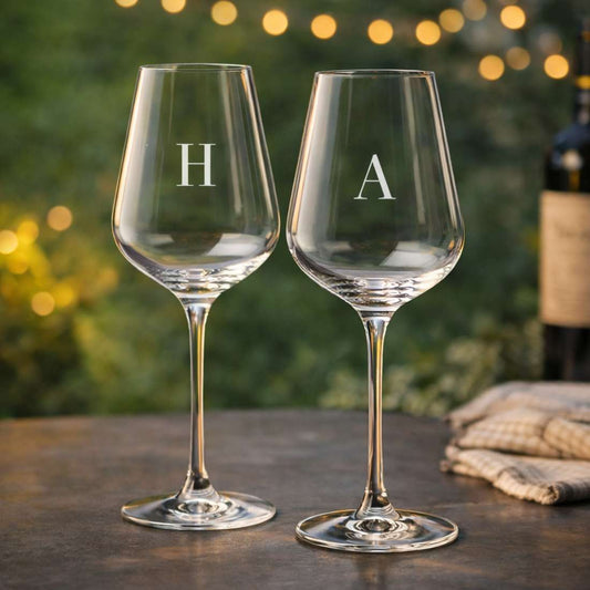 Custom Red Wine Glasses - Premium Wine Glass with Name Engraved - ADD INITIAL