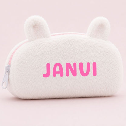 Customised Pencil Pouch with 3D Ears | Birthday Gift for Kids | Plush Faux Fur Pencil Box