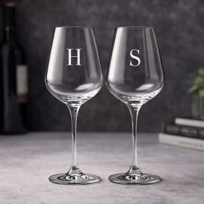 Custom Red Wine Glasses - Premium Wine Glass with Name Engraved - ADD INITIAL