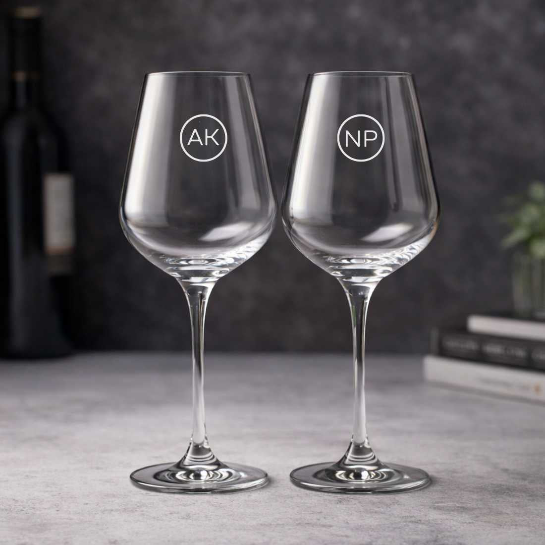 Customisable Wine Glass with Initial - Engraved Premium Wine Glasses