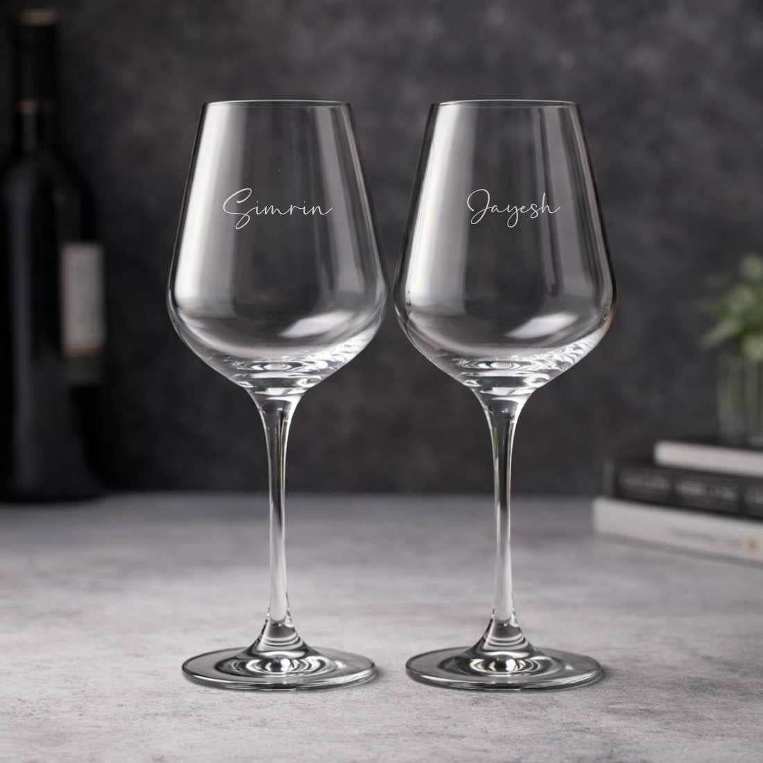 Engraved Wine Flutes - Customized Premium Red Wine Glasses