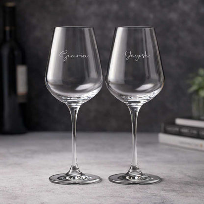 Engraved Wine Flutes - Customized Premium Red Wine Glasses