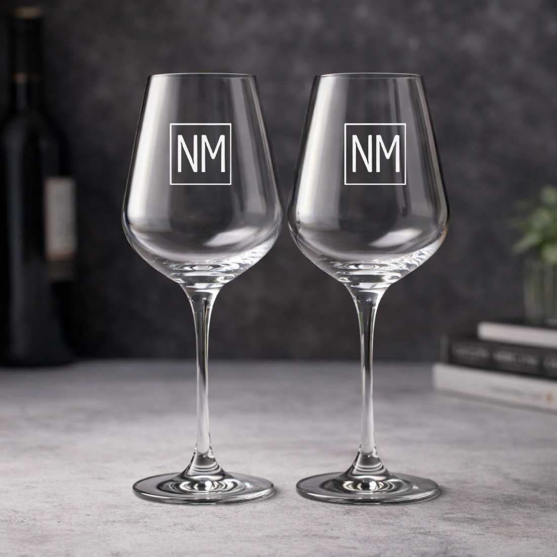 Personalised Wine Goblet Engraved with Initial - Premium Wine Glasses