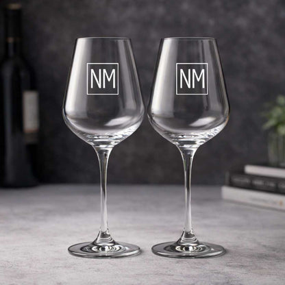 Personalised Wine Goblet Engraved with Initial - Premium Wine Glasses