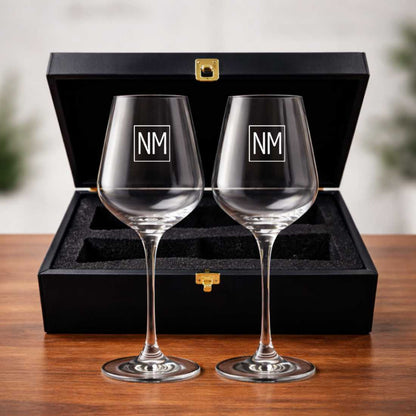 Personalised Wine Goblet Engraved with Initial - Premium Wine Glasses