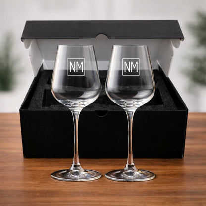 Personalised Wine Goblet Engraved with Initial - Premium Wine Glasses
