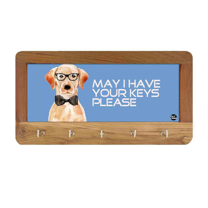 Wooden Key Holder Hanger for Wall - Hipster Lab Dog