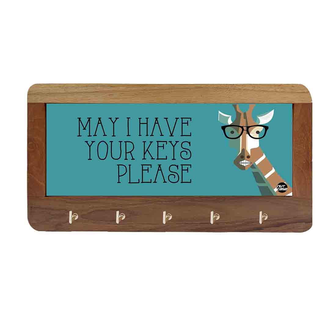 Wood Key Holder for Wall Hanger Keys Organizer - Giraffe