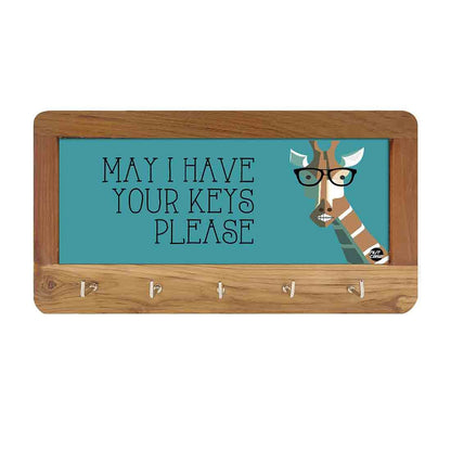 Wood Key Holder for Wall Hanger Keys Organizer - Giraffe