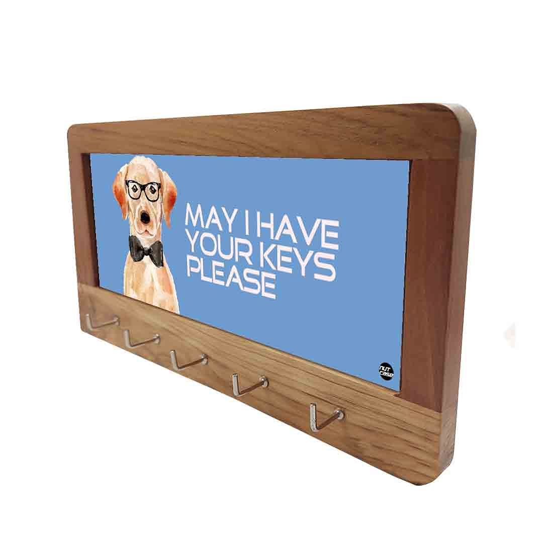 Wooden Key Holder Hanger for Wall - Hipster Lab Dog