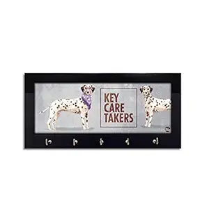 Key Holder Hanger for Wall Decor With 5 Hooks -  Black Spot Dog