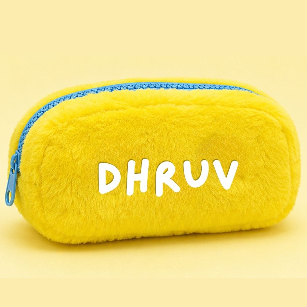 Customised Pencil Pouch with 3D Ears | Birthday Gift for Kids | Plush Faux Fur Pencil Box