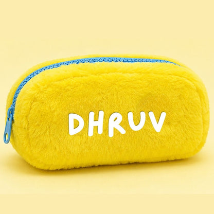 Customised Pencil Pouch with 3D Ears | Birthday Gift for Kids | Plush Faux Fur Pencil Box