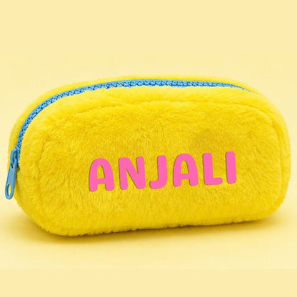 Customised Pencil Pouch with 3D Ears | Birthday Gift for Kids | Plush Faux Fur Pencil Box